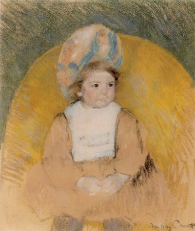 Young Girl Seated in a Yellow Armchair by Mary Cassatt